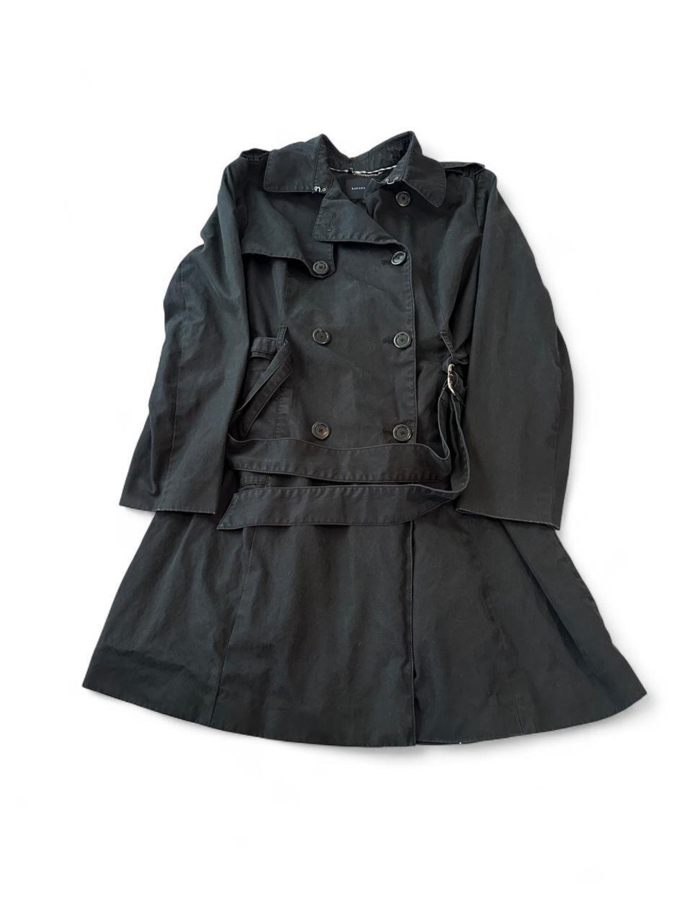 Banana Republic black trench coat with belt women large